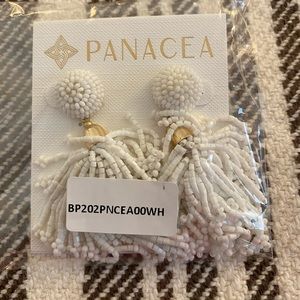 NWT Panacea White Beaded Tassel Earrings